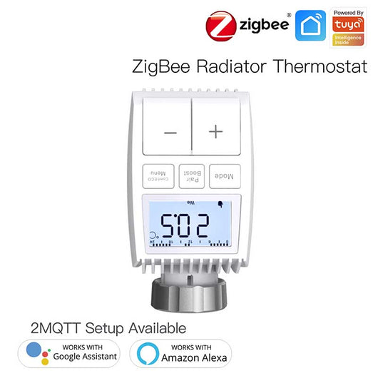 MeanWell Termostato Valvola ZigBee Con Pile Protocollo ZigBee TUYA, Smart Life Cilindro Per Valvola Termosifone M30X1.5mm Grigio 3V IP20