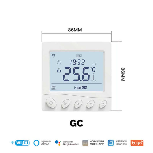 MeanWell Termostato WIFI Con Bottone Protocollo WIFI 2.4G TUYA, Smart Life Quadrata Compatibile Con Scatola 502 Riscaldamento Caldaia a Gas Bianco 5A 95-240V IP20