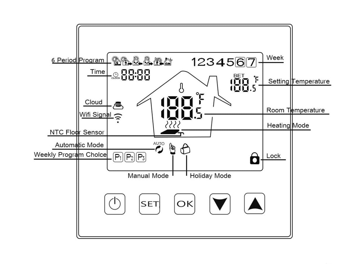 Termostato Wi-Fi Con Touch Nero 220V Compatibile Con Alexa Google Home Per Caldaia A Gas Murale Da Parete Riscaldamento Termosifone Ad Acqua