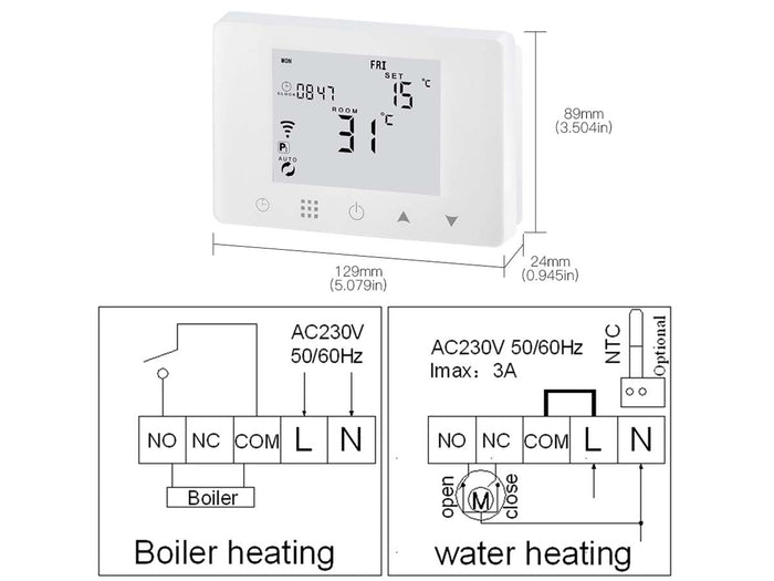 Termostato WiFi Nero Per Caldaia A Gas Murale Da Parete Scatola 503 Riscaldamento Termosifone Ad Acqua WiFi Compatibile Con Amazon Alexa Echo 3A 220V