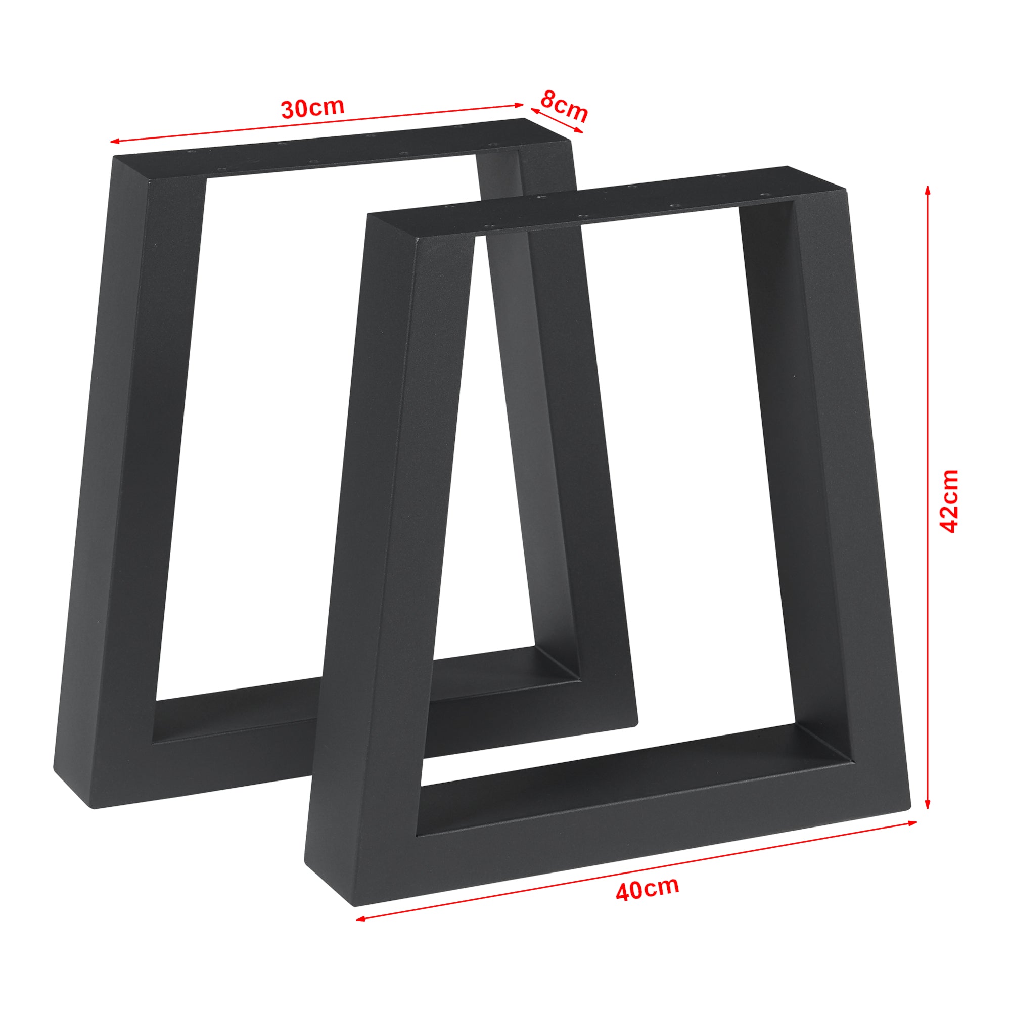 Set di 2 Gambe Trapezoidali Marstal per Mobili 'Fai da Te' - Altezza 42 cm - Acciaio Nero [en.casa]