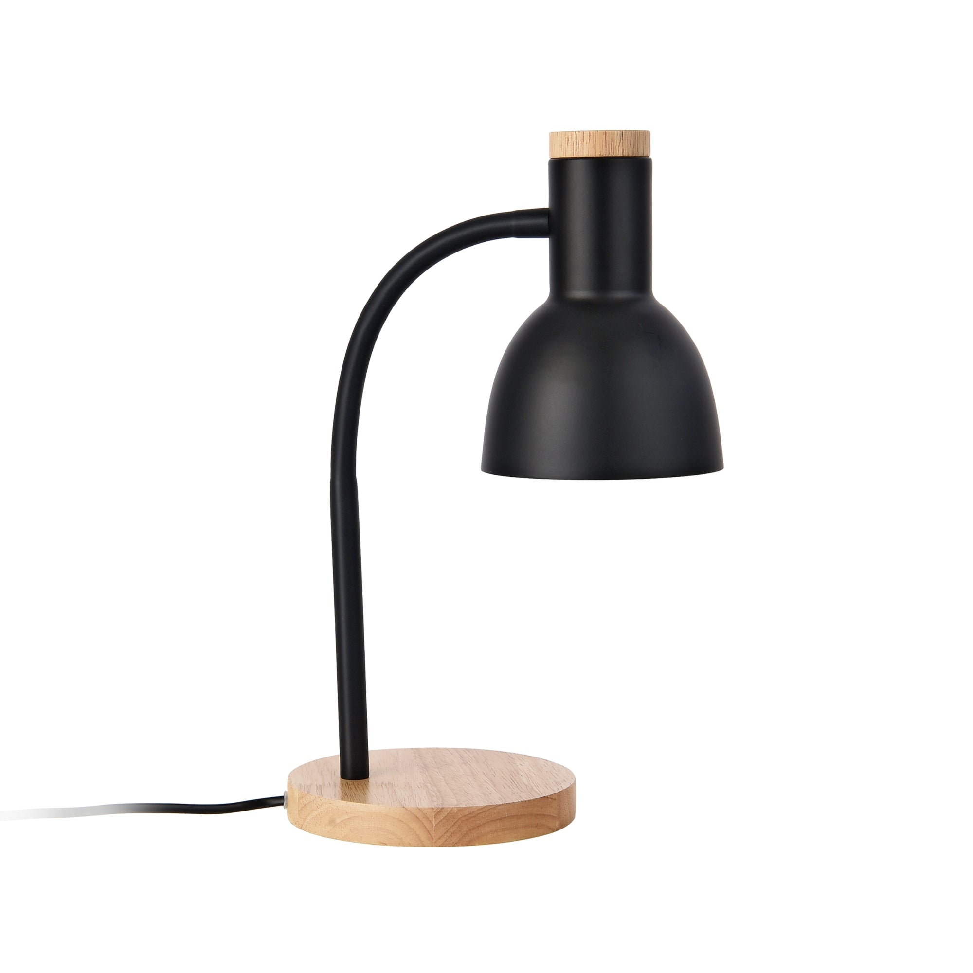 Lampada da Tavolo Woodley con Braccio Flessibile - Nero / Legno Naturale - lux.pro