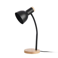 Lampada da Tavolo Woodley con Braccio Flessibile - Nero / Legno Naturale - lux.pro