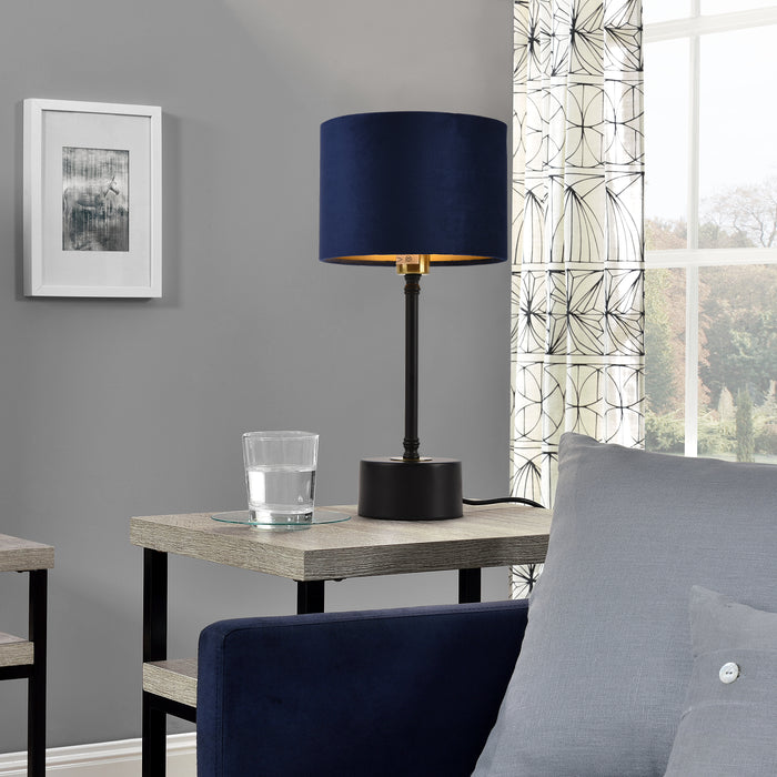 [lux.pro] Lampada da Tavolo Deventer Lampada da Scrivania 39 cm x à¸18 cm Design Metallo Flanella Nero Blu