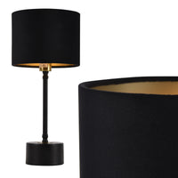 Lampada da Tavolo Deventer Lampada da Scrivania 39 cm x ø18 cm Paralume in Flanella Nera [lux.pro]