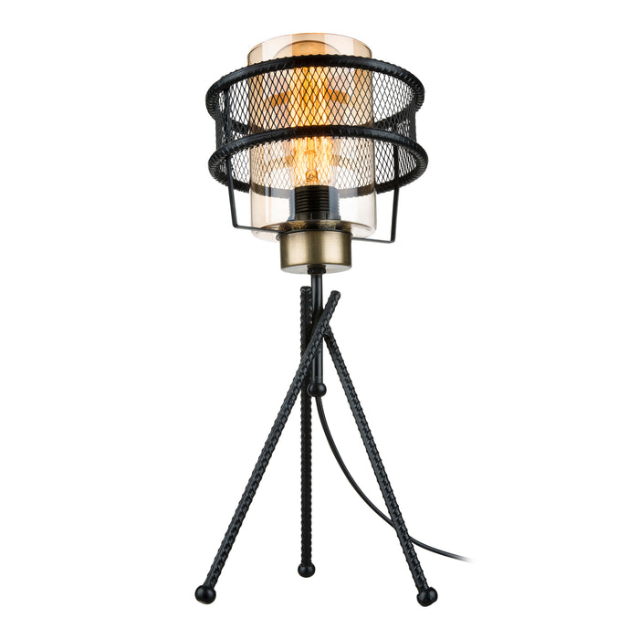 Lampada da Tavolo 'Burton' con Base a Treppiede e Paralume Circolare - Nero [lux.pro]