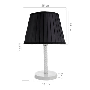 Lampada da Comodino 'Kilbride' con Paralume in Tessuto e Stelo in Metallo e Vetro - Nero / Bianco  [lux.pro]