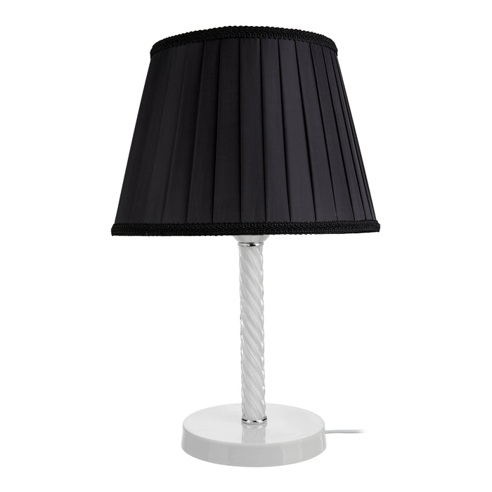 Lampada da Comodino 'Kilbride' con Paralume in Tessuto e Stelo in Metallo e Vetro - Nero / Bianco  [lux.pro]