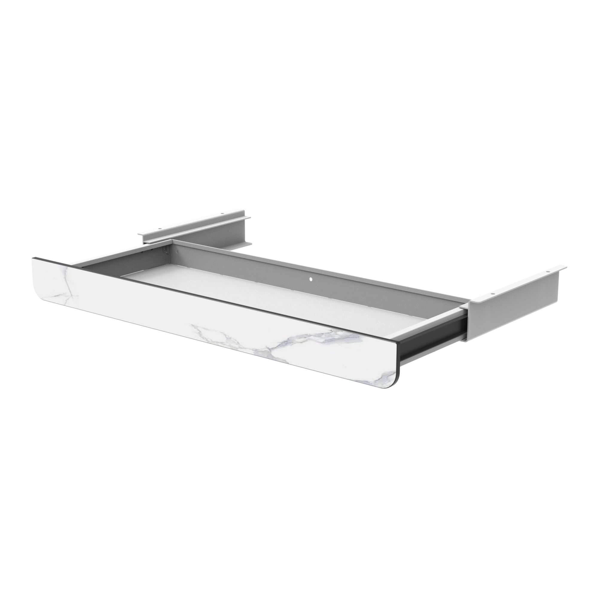 Cassetto Sotto Scrivania Sidmouth Metallo con Frontale in Effetto Marmo Bianco pro.tec