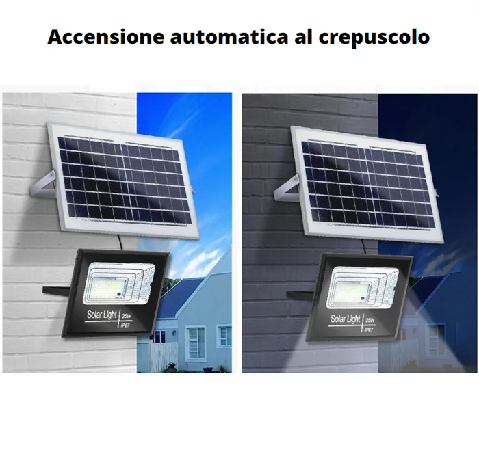 Proiettore led solare 40 watt nero policristallino ip67 6500k