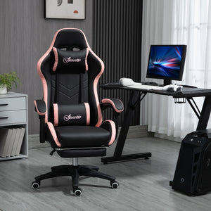 Sedia da Gaming Ergonomica 65x65x121-129 cm in Similpelle Rosa e Nero