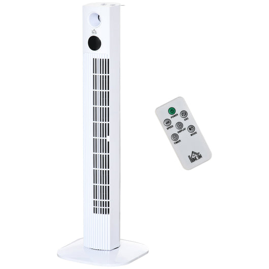 Ventilatore a Torre 45W a 3 Modalità e 3 Velocità con Timer da 12h 31.5x31.5x96 cm in ABS Bianco