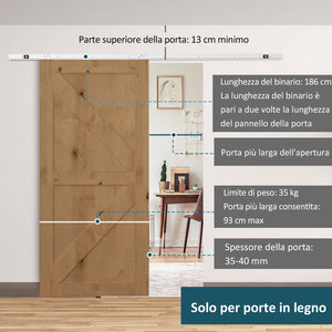 Kit per Convertire una Porta Normale in una Porta Scorrevole in Metallo Argento