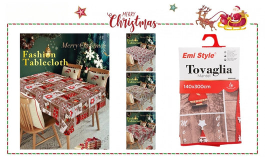 Tovaglia HULE Impermeabile Tema Natale Rettangolare 140X300cm