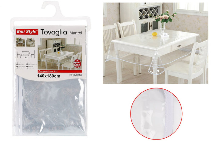 Tovaglia PVC Impermeabile Trasparente Rettangolare 140x180cm