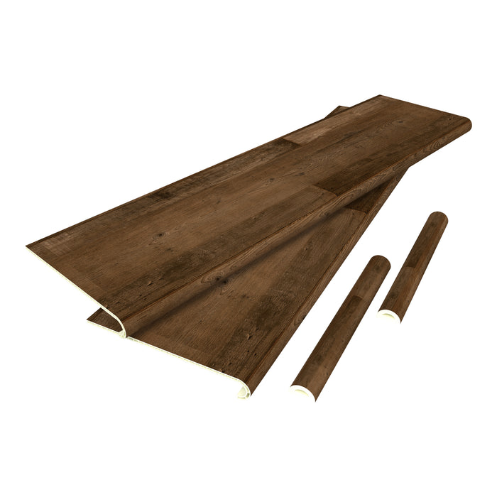 Set di 4 Profili Bunschoten Coprigradini Arrotondati in PVC 120 x 32 x 4,6 cm Effettto Legno Scuro NEU.HOLZ