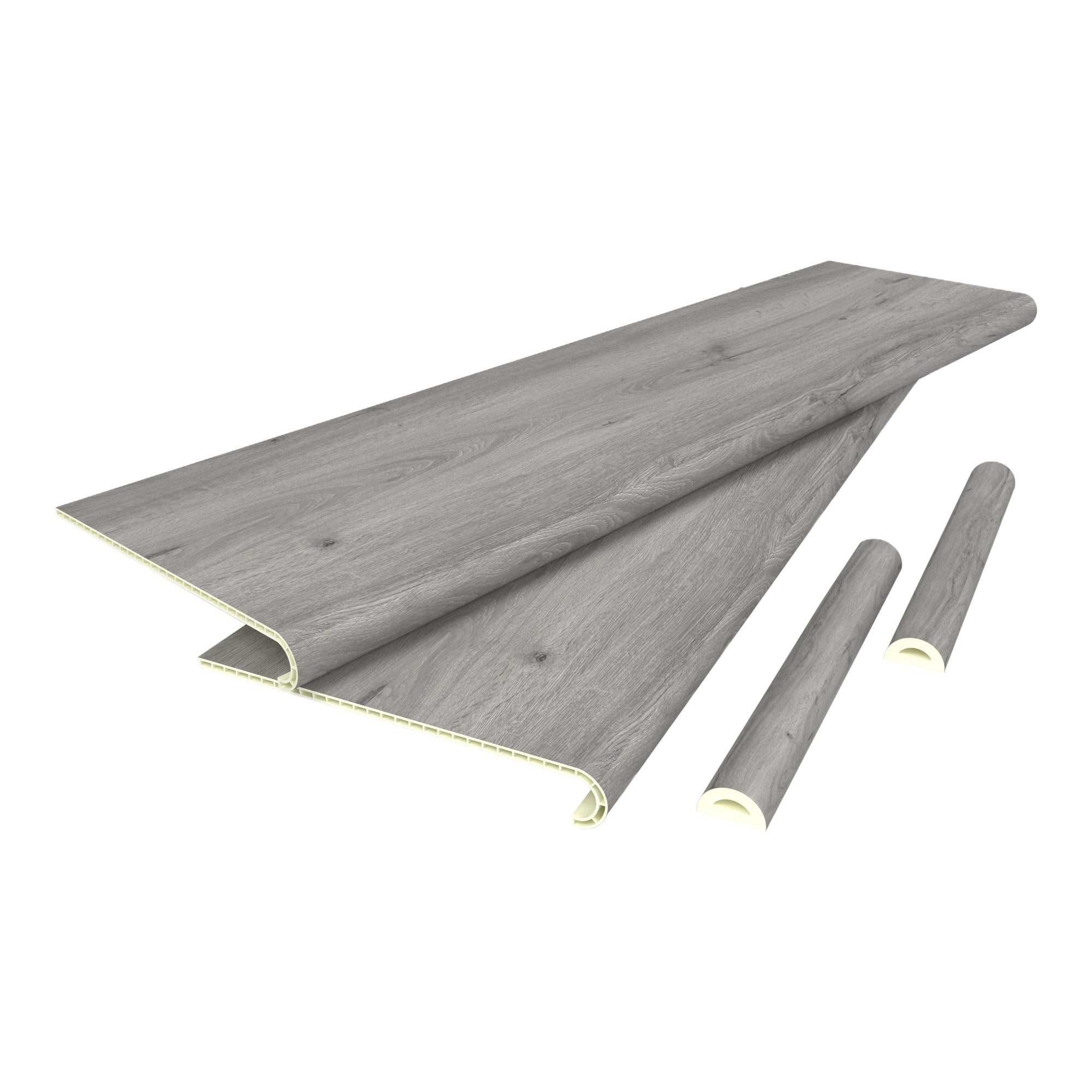 Set di 4 Profili Bunschoten Coprigradini Arrotondati in PVC 120 x 32 x 4,6 cm Effettto Rovere Grigio NEU.HOLZ