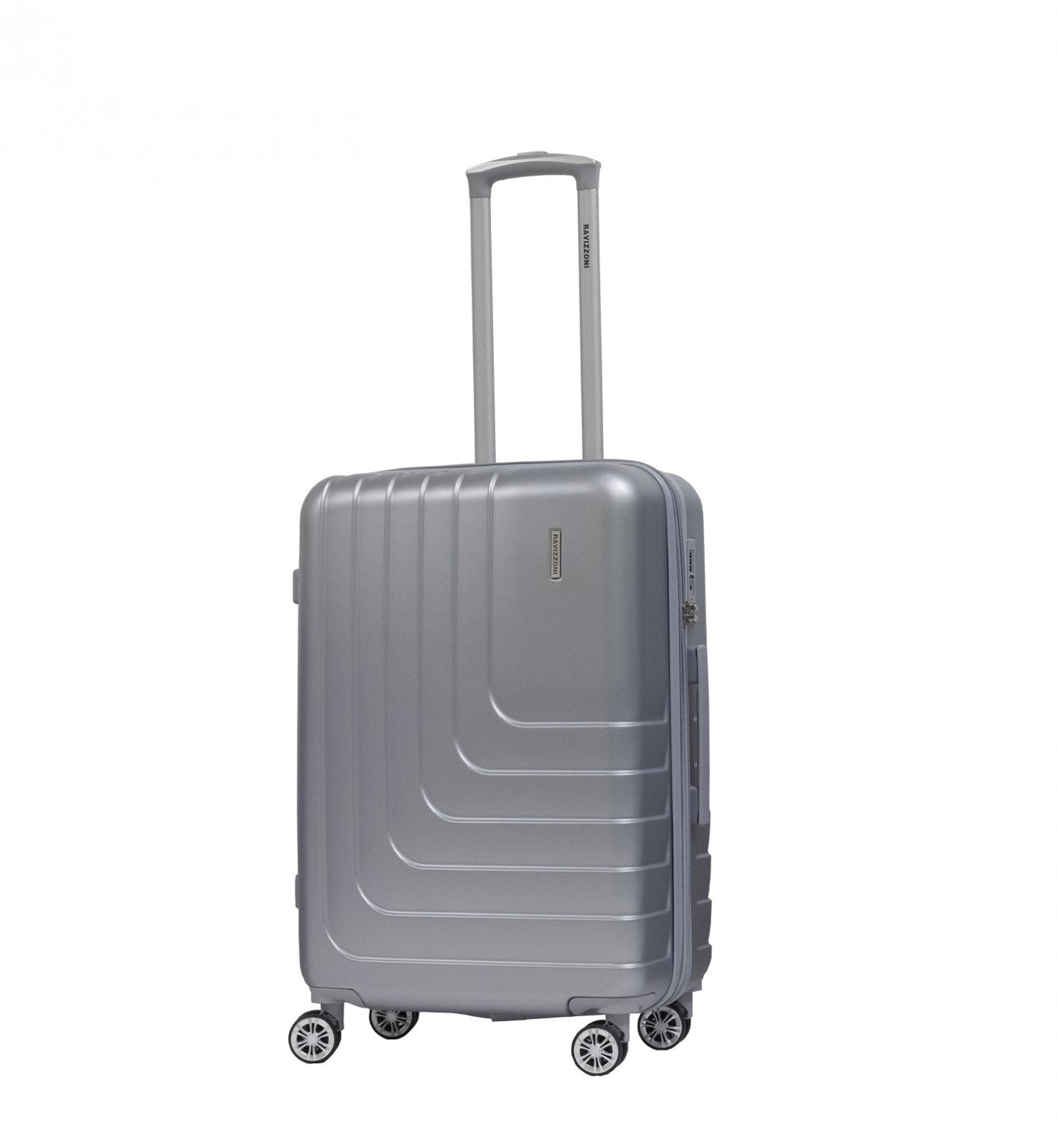 Trolley valigia in ABS rigido espandibile, 4 doppie ruote silver 43x27x67cm Natan