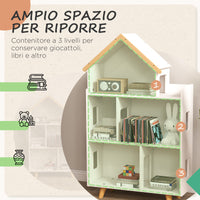 Libreria per Bambini 65x25x108,5 cm in MDF e Legno di Pino Bianco