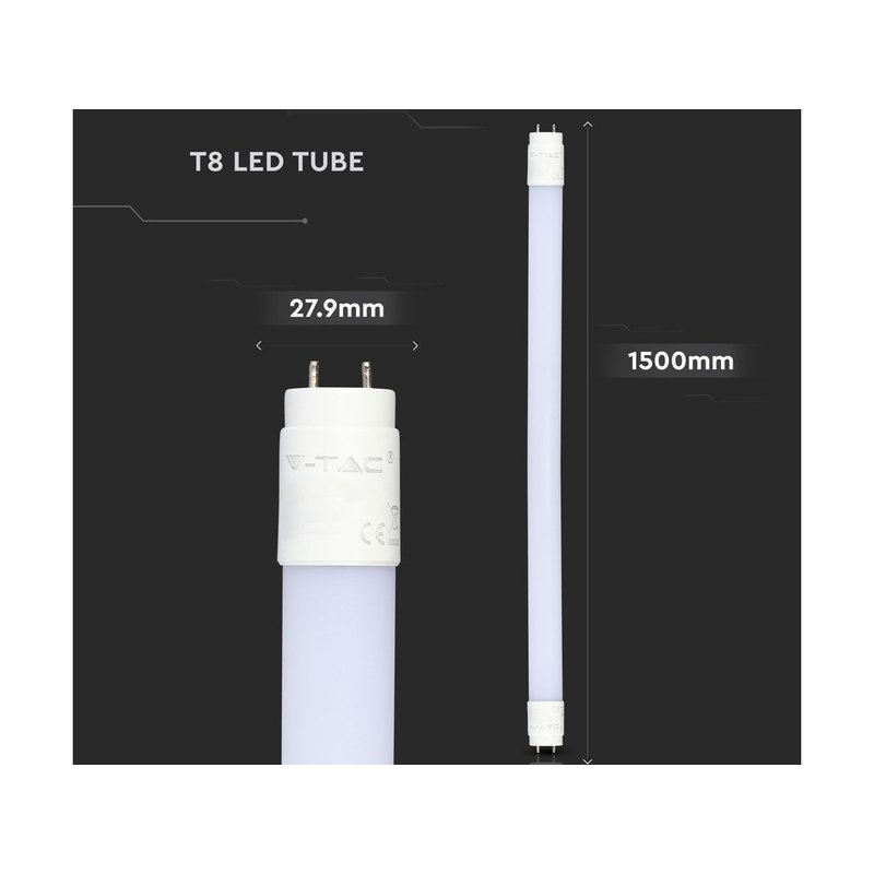 Tubo Led T8 G13 150cm 140lm/W 15W 2150lm Freddo 6400K Super Luminoso Massimo Risparmio Energetico SKU-216482