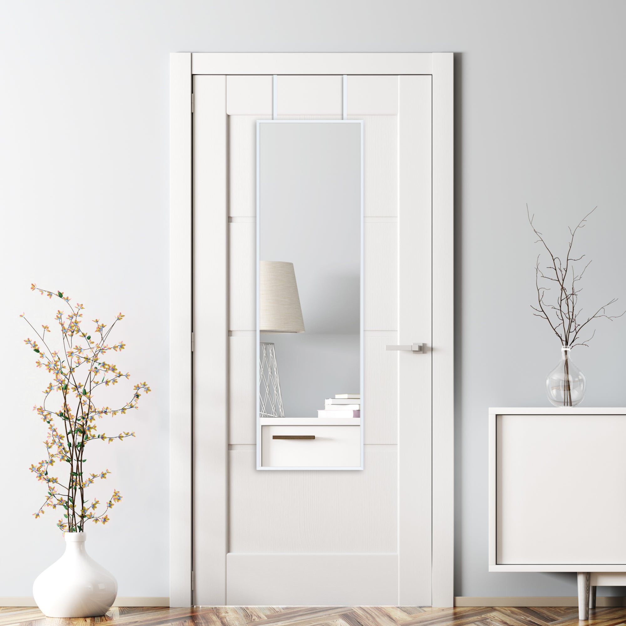 Specchio da Porta Lesina 120 x 37 cm - Bianco [en.casa]