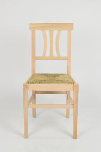 Set 2 sedie Artemisia Tommychairs, struttura in legno di faggio levigato, non trattato, 100% naturale e seduta in paglia