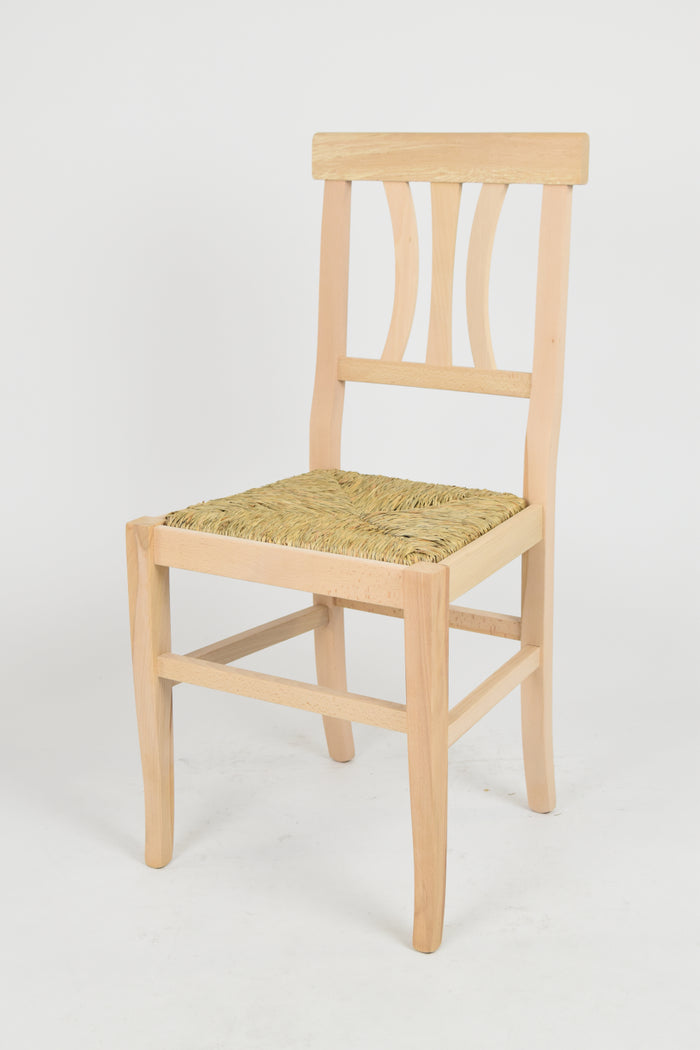 Set 6 sedie Artemisia Tommychairs, struttura in legno di faggio levigato, non trattato, 100% naturale e seduta in paglia