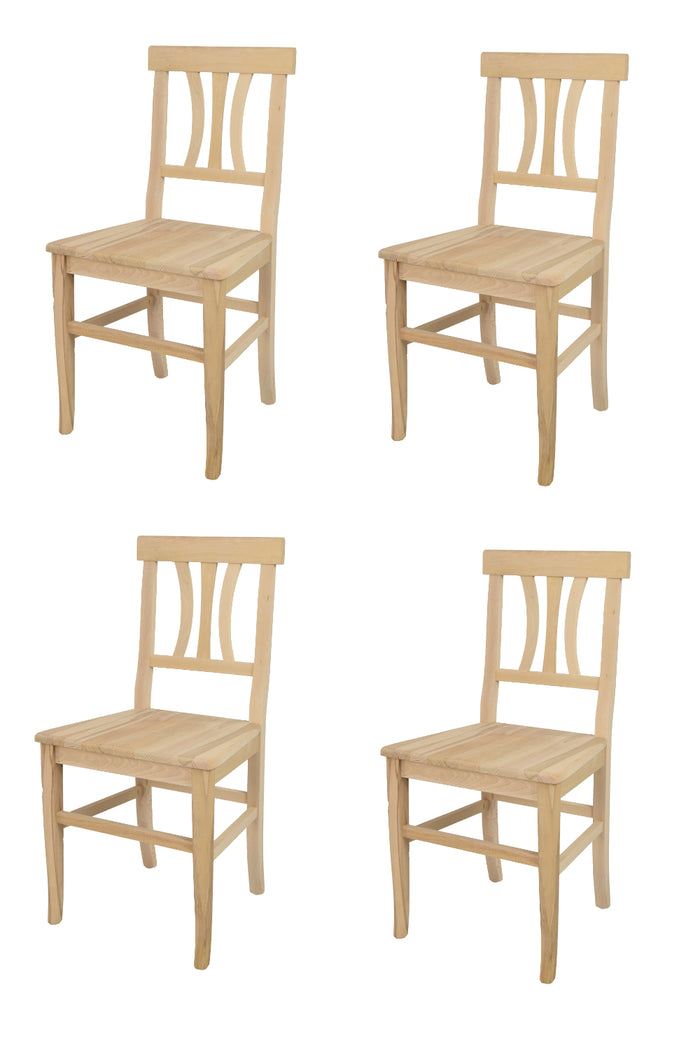 Set 4 sedie Artemisia Tommychairs, struttura in legno di faggio levigato, non trattato, 100% naturale e seduta in legno