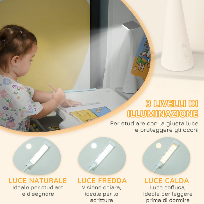 Banco Scuola con Sedia per Bambini con Lampada e Leggio Grigio