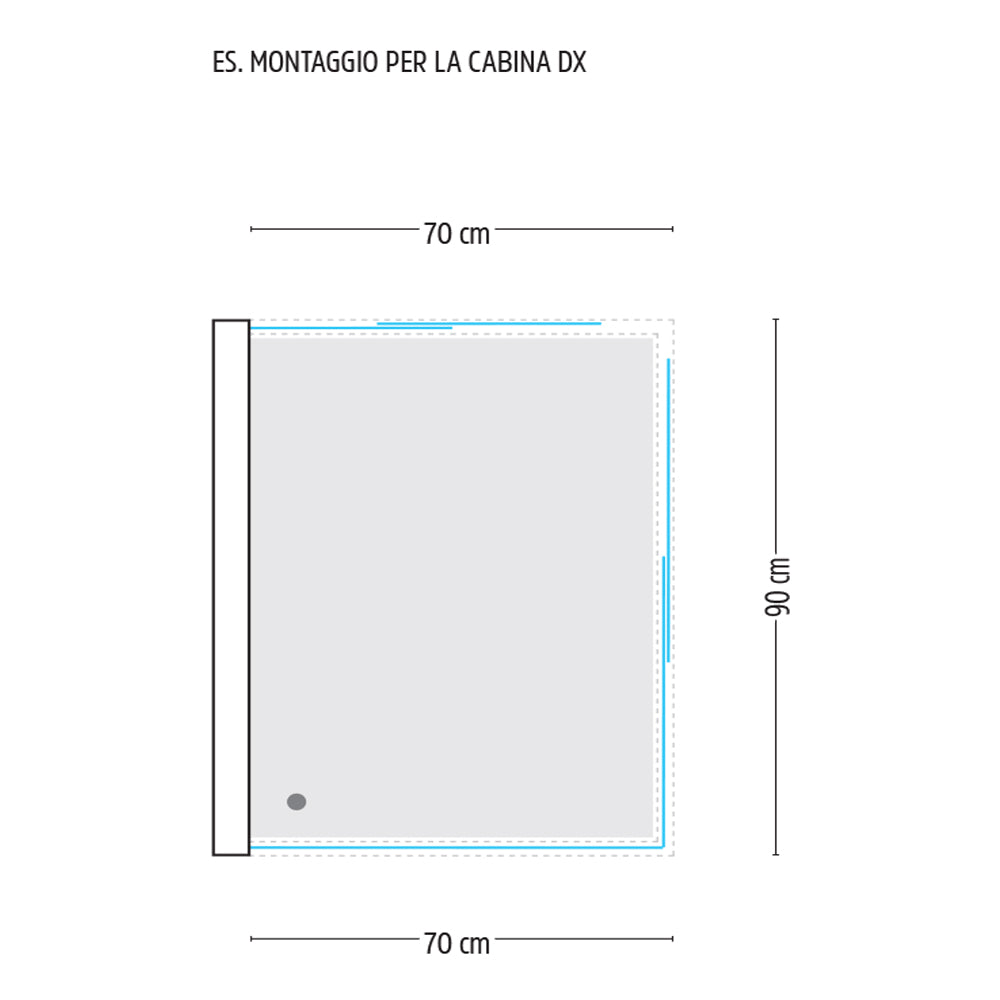 Ogomondo box cabina doccia corner 3 lati cristallo temprato serigrafato 70x90x70 destro