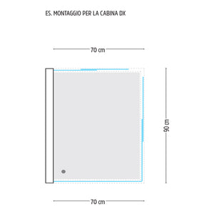 Ogomondo box cabina doccia corner 3 lati cristallo temprato serigrafato 70x90x70 destro