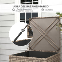 Baule da Esterno in Rattan PE e Acciaio con Fodera Interna 75x75x70 cm Nero e color Sabbia