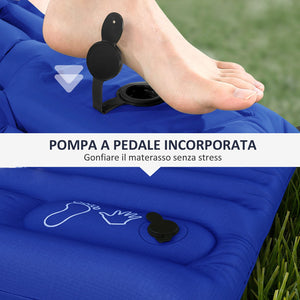 Materasso Gonfiabile Singolo con Pompa a Pedale Incorporata 195x70x10 cm in Plastica 190T Blu