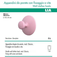 1 appendino da parete classic disco fissaggio a muro rosa