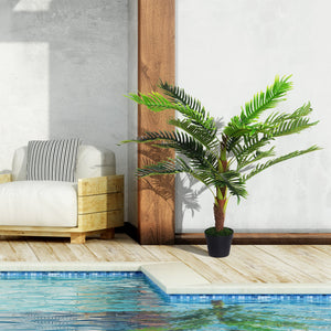 Pianta Artificiale Palma Cycas da Interno e Esterno H123 cm con Vaso Verde