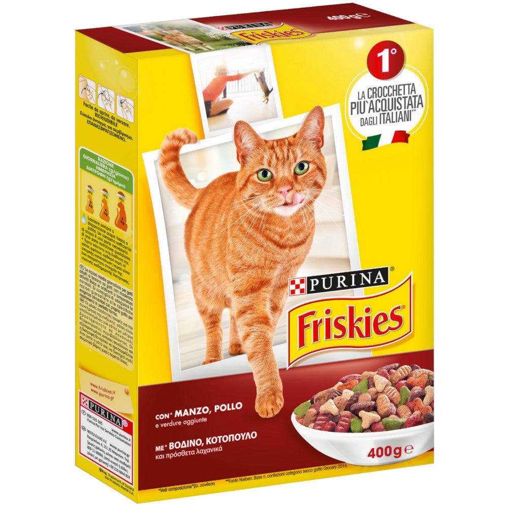 Friskies purina croccantini per gatti adulti con pollo manzo e verdure confezione da 400 gr