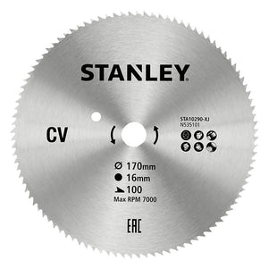 LAMA PER SEGA CIRCOLARE 'DENTI FINI' Ã¸ 170 mm - foro 16 mm STANLEY