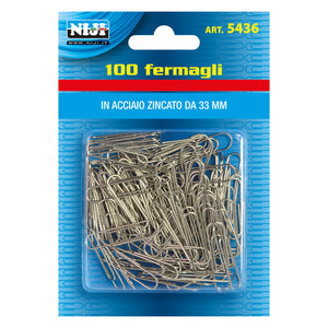 FERMAGLI PER CARTA metallo plastificato mm.33 - 100 pz LEBEZ 24 BL