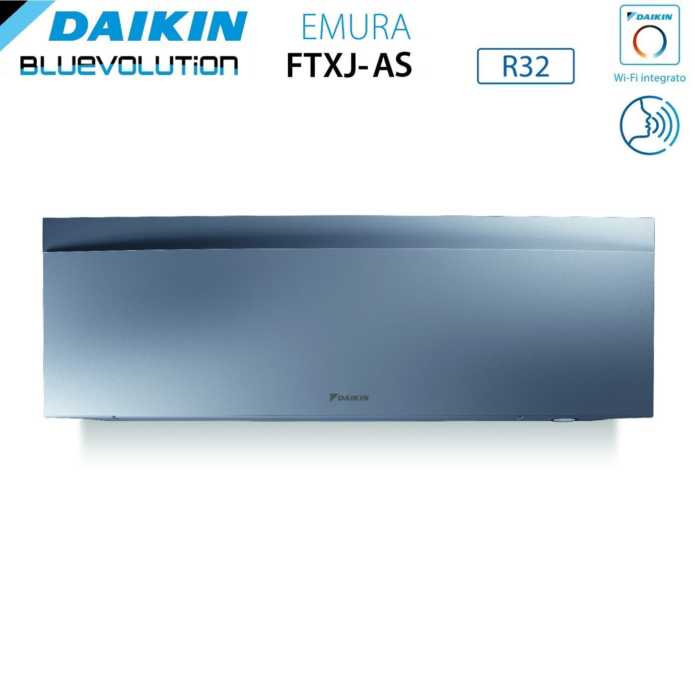 Unità Interna a Parete Daikin Bluevolution serie EMURA SILVER III 9000 Btu FTXJ25AS R-32 Wi-Fi Integrato Colore Argento