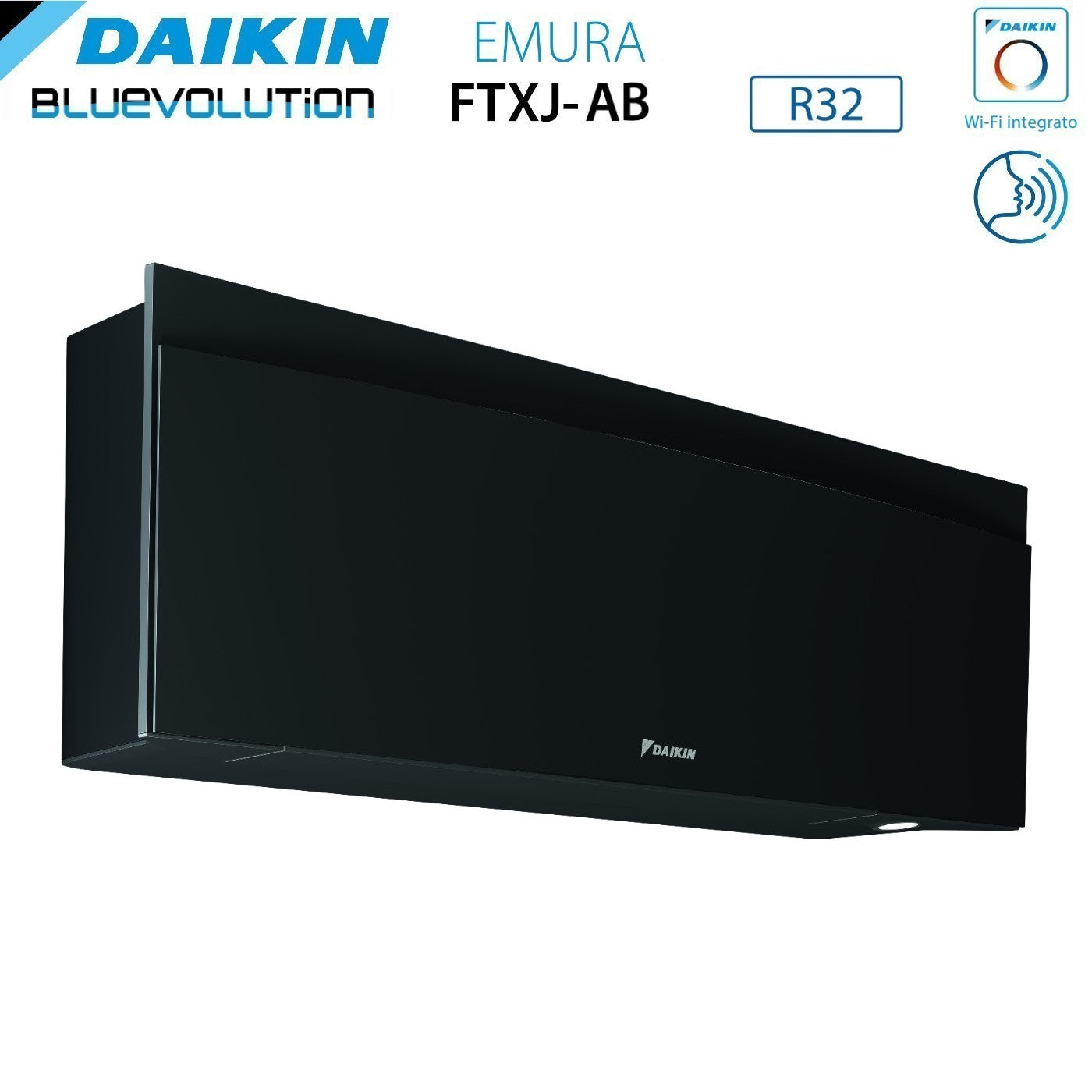 Unità Interna a Parete Daikin Bluevolution serie EMURA BLACK III 12000 Btu FTXJ35AB R-32 Wi-Fi Integrato Colore Nero