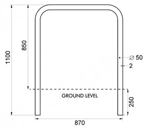 Transenna Supporto Singolo per Biciclette 870x150xH850 mm da Interrare in Acciao Elettrozincato