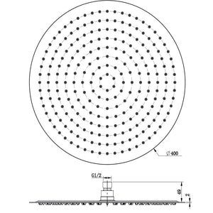 Soffione doccia tondo acciaio inox 2 mm spessore effetto pioggia varie misure bagno *** misure diam. 400x2 mm 234 uge...