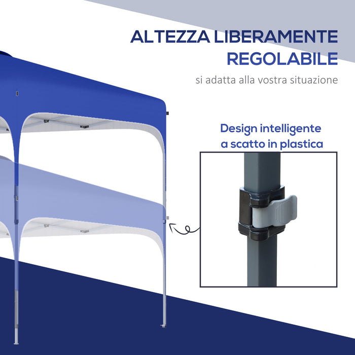 Gazebo Pieghevole 2.5x2.5 m con Altezza Regolabile Sacchetti di Sabbia e Borsa con Ruote Blu