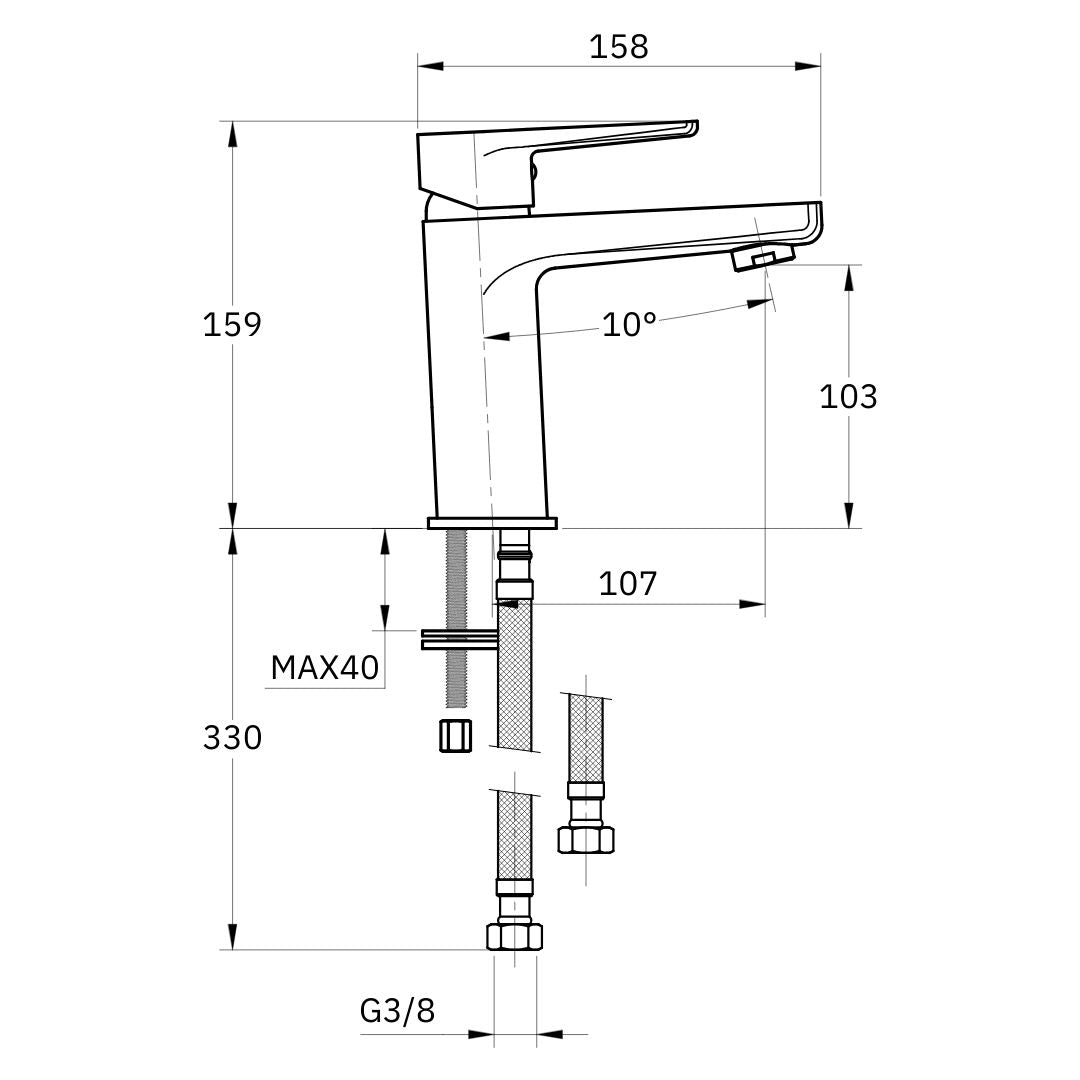 Ogomondo miscelatore rubinetto lavabo africa nero bagno casa *** confezione 1