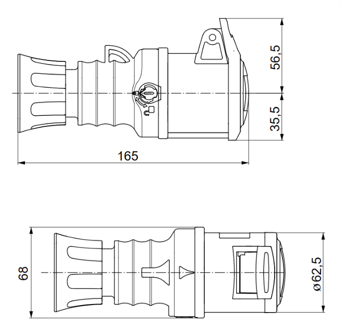 Presa mobile diritta industriale rossa 3p+n+t 16a trifase 380v ip44 gw62009h