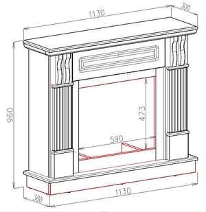 Camino Elettrico da Pavimento 96x113x30 cm Effetto Fiamma 1500W Verona Mini & Lorance