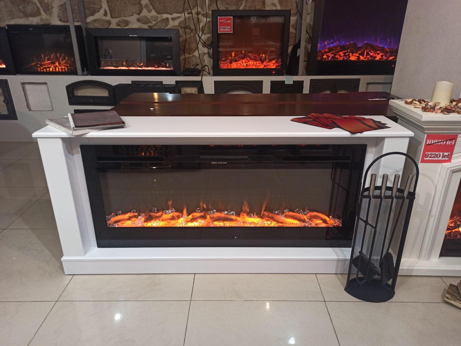 Camino Elettrico da Pavimento 72,5x158x30 cm Effetto Fiamma 1500W Bernard & Hermes