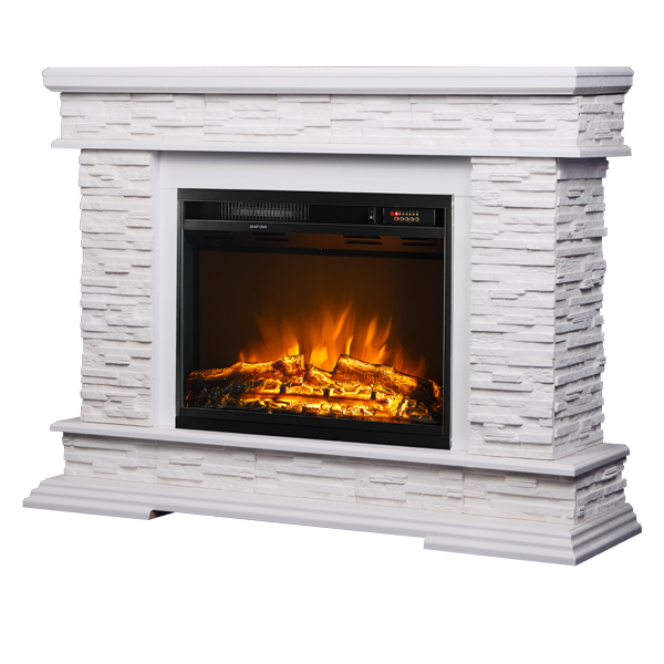 Camino Elettrico da Pavimento 88x118x30,5 cm Effetto Fiamma 1500W Stone & Lorance