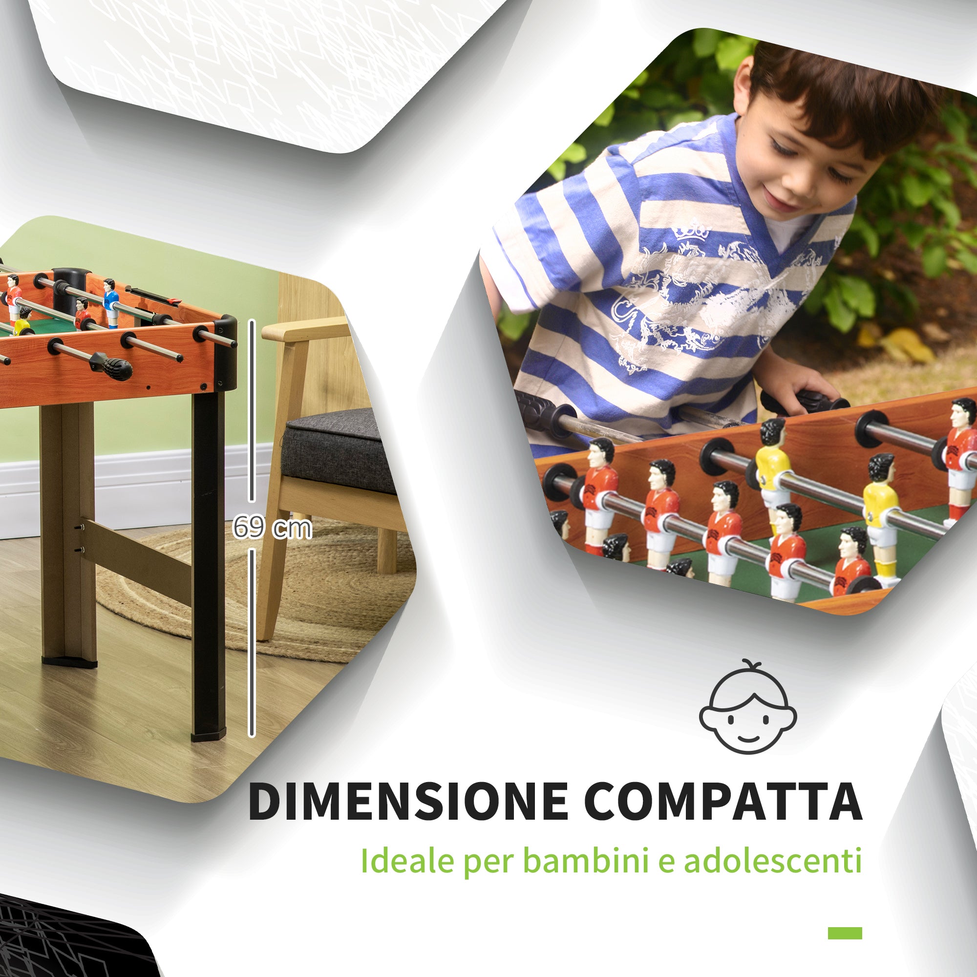 Biliardino Calcio Balilla per Bambini 118x104x69 cm con Manopole Antiscivolo