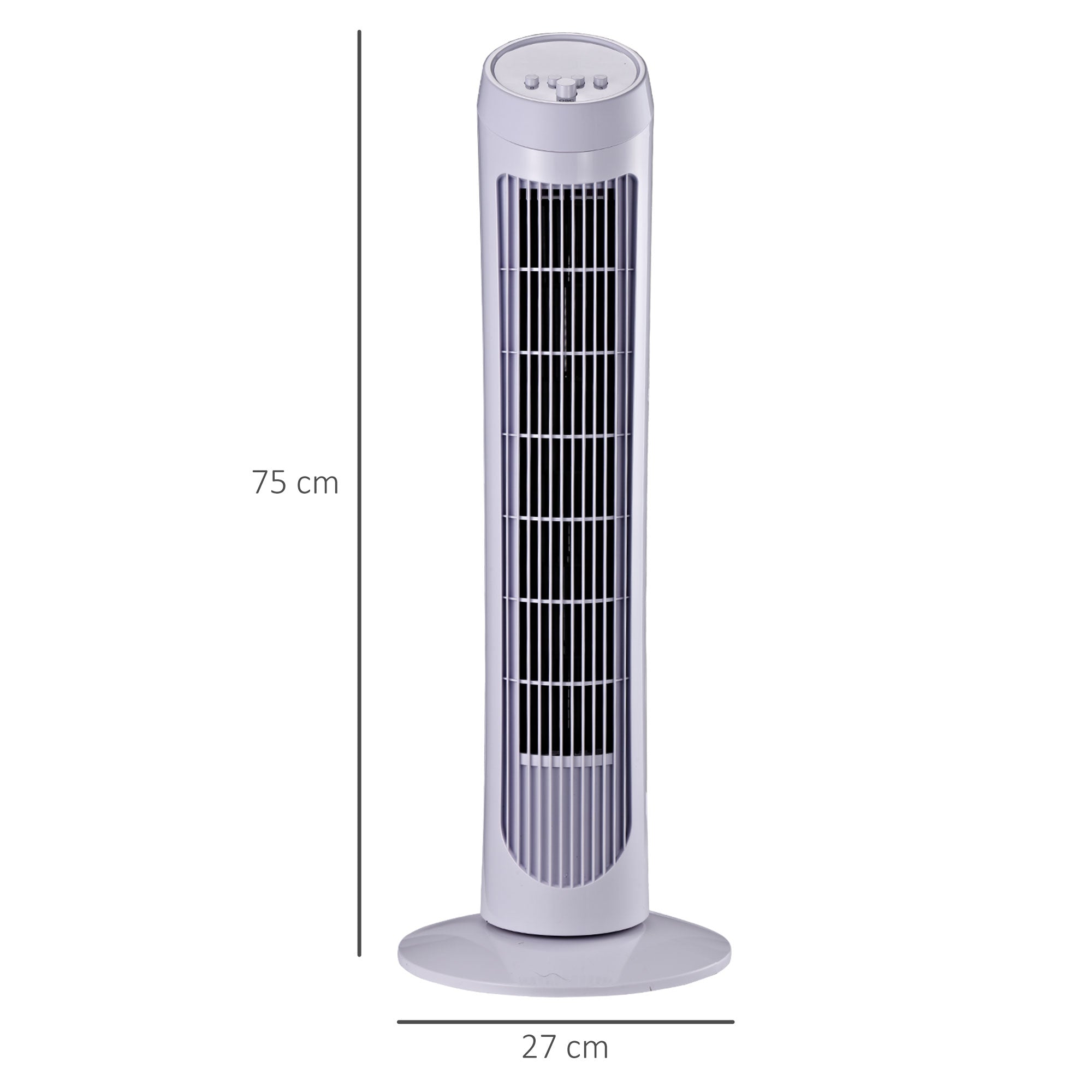 Ventilatore a Torre Oscillante da 45W a 3 Velocità 27x27x75 cm in ABS Bianco